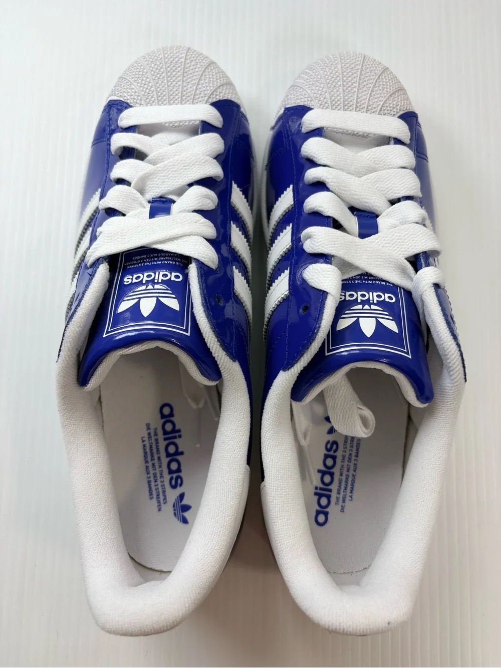 NIB Adidas Original Superstars II Royal Blue Patent Leather Mens Sz11 Womens 12